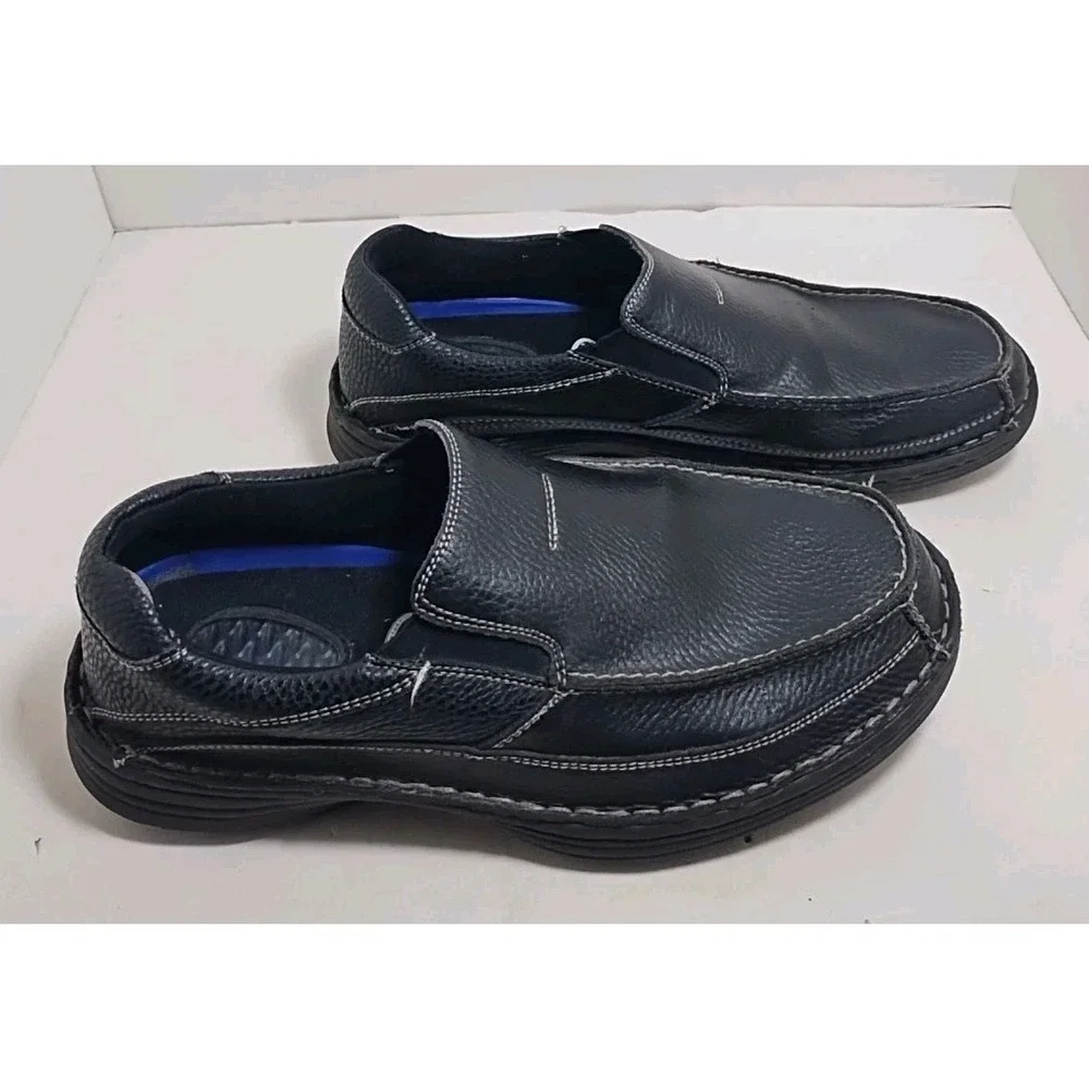 Dr Scholls Black Ryan Leather Loafers Men's Size 9.5 Slip On Dress Shoes‎ 902337